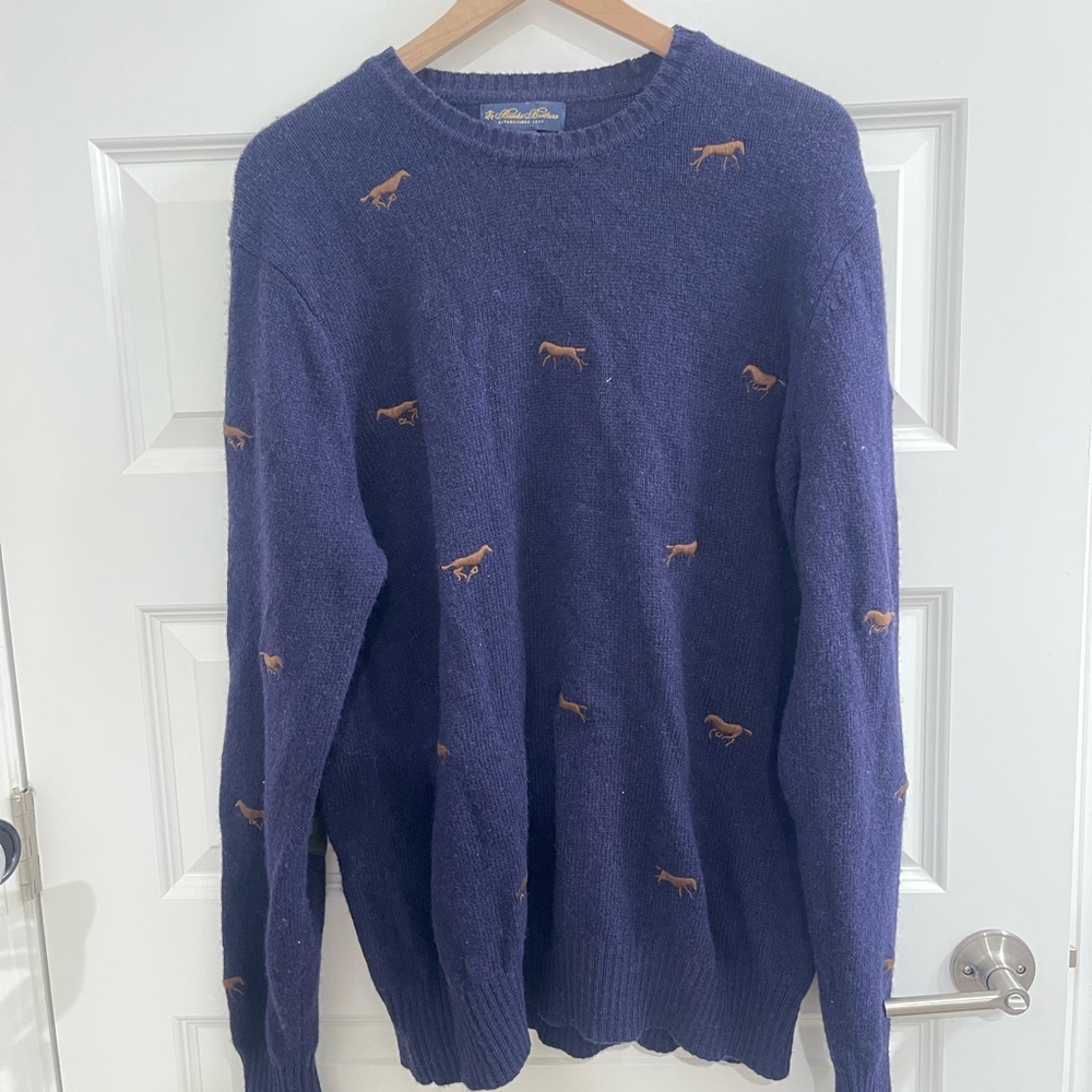Brooks Brothers Men’s Navy Sweater w/ Horses